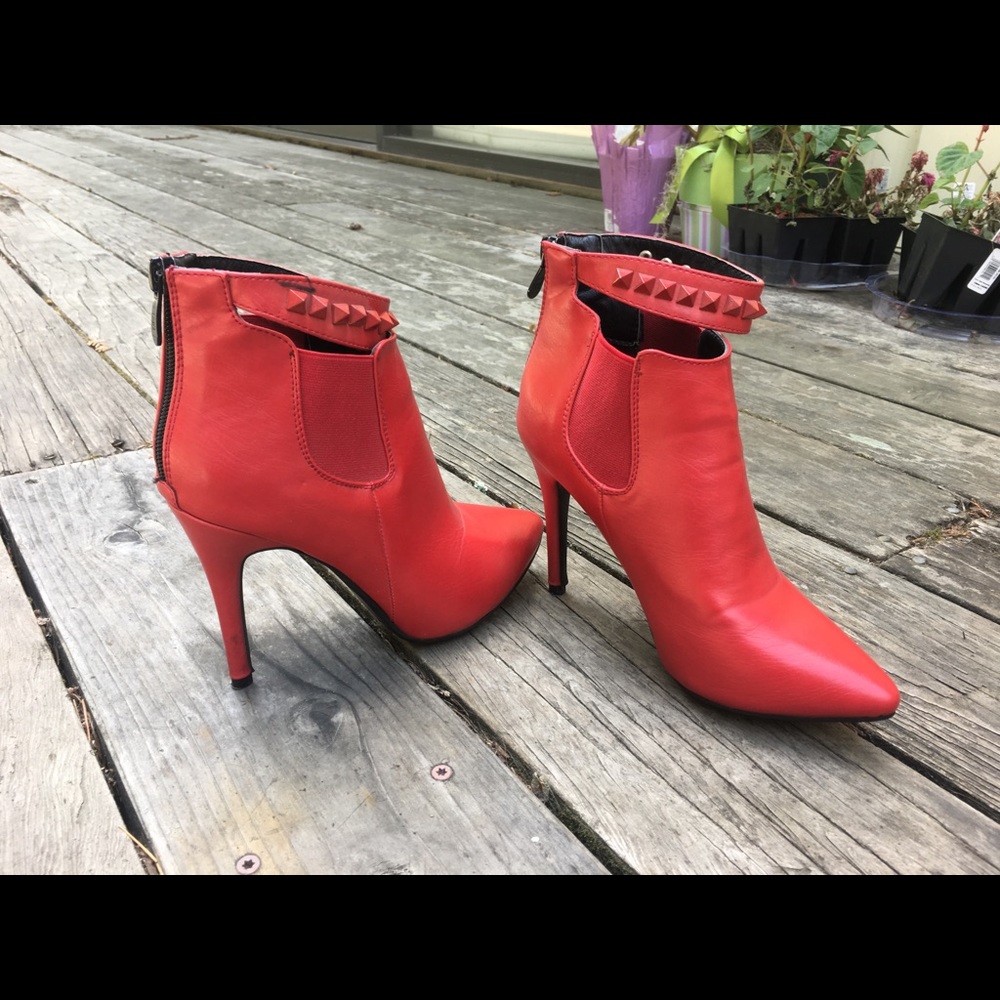 Red hot high heel booties